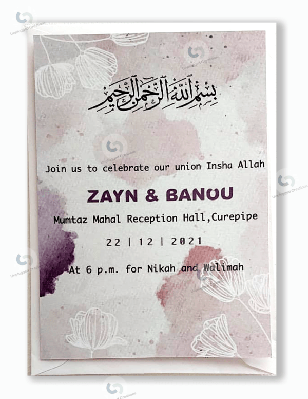 Wedding card - Purple splash